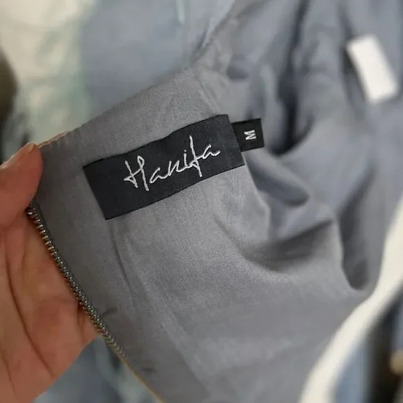 HANIFA Blue Faux Suede Cropped Top with Feathers Size Medium - Picture 3 of 5